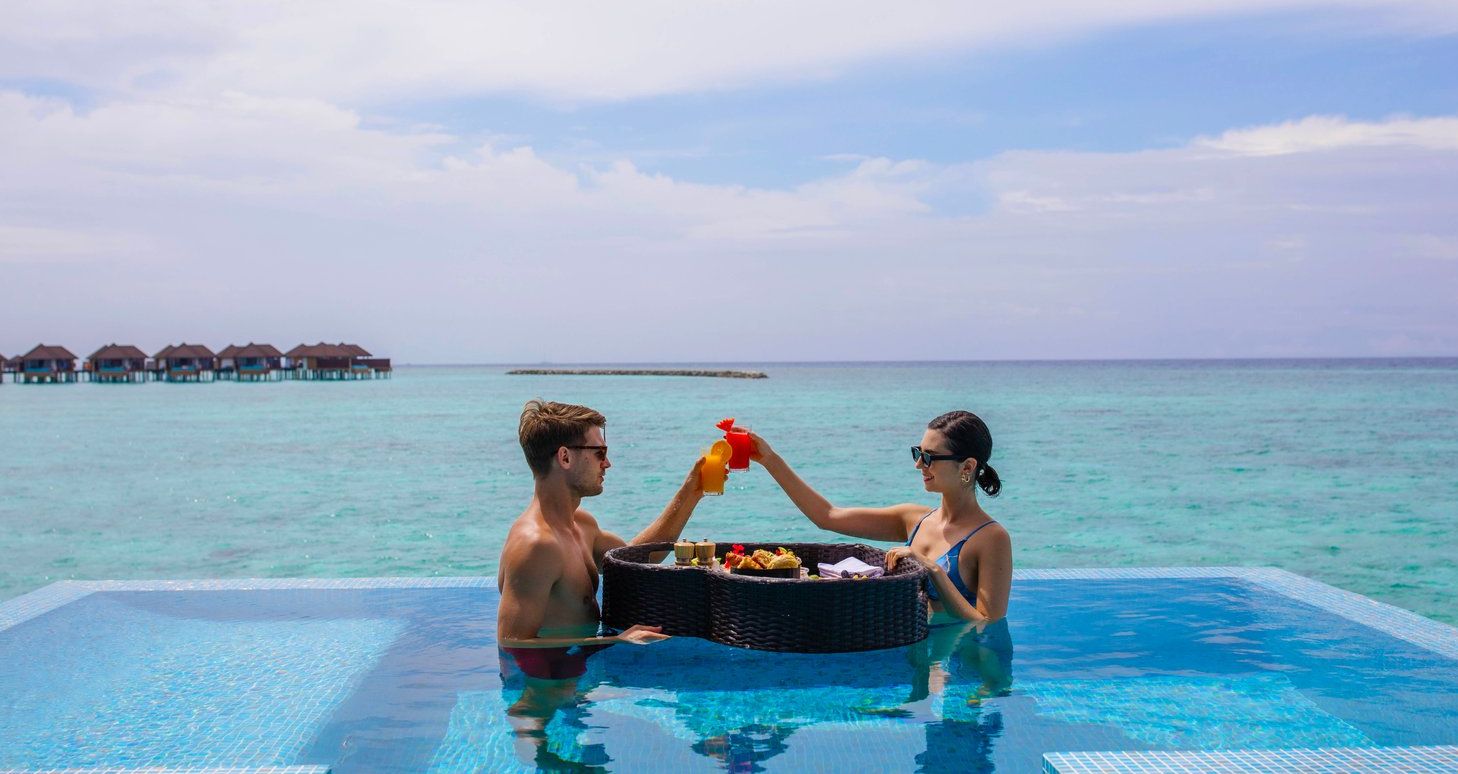 Experience the ultimate luxury with panoramic ocean views from our water pool villas in the Maldives, where your private cocoon features unrivaled tranquility.